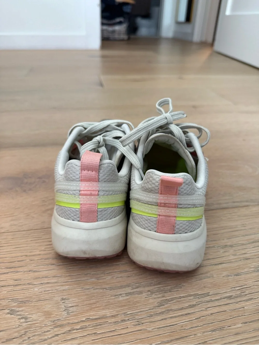 Veja Women’s Cream & Light Pink Athletic Sneakers with Lime Accent
